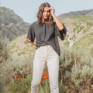 Piper and Scoot Bridger Pleated Gingham Blouse